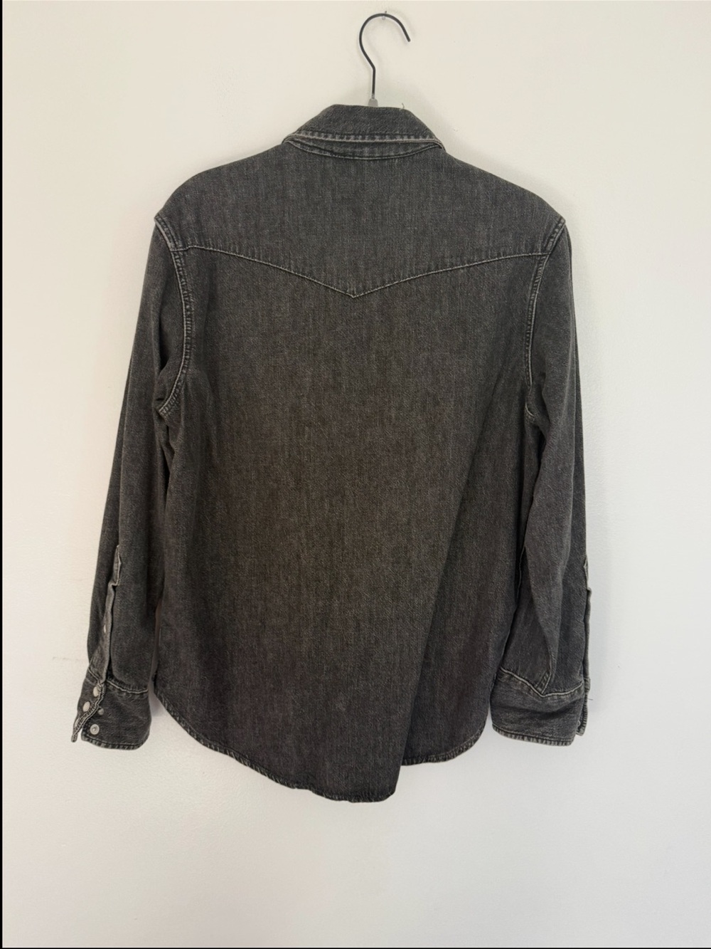 Buck Mason Button Down Nep Western Shirt in Black Washed Denim - Picture 8 of 8